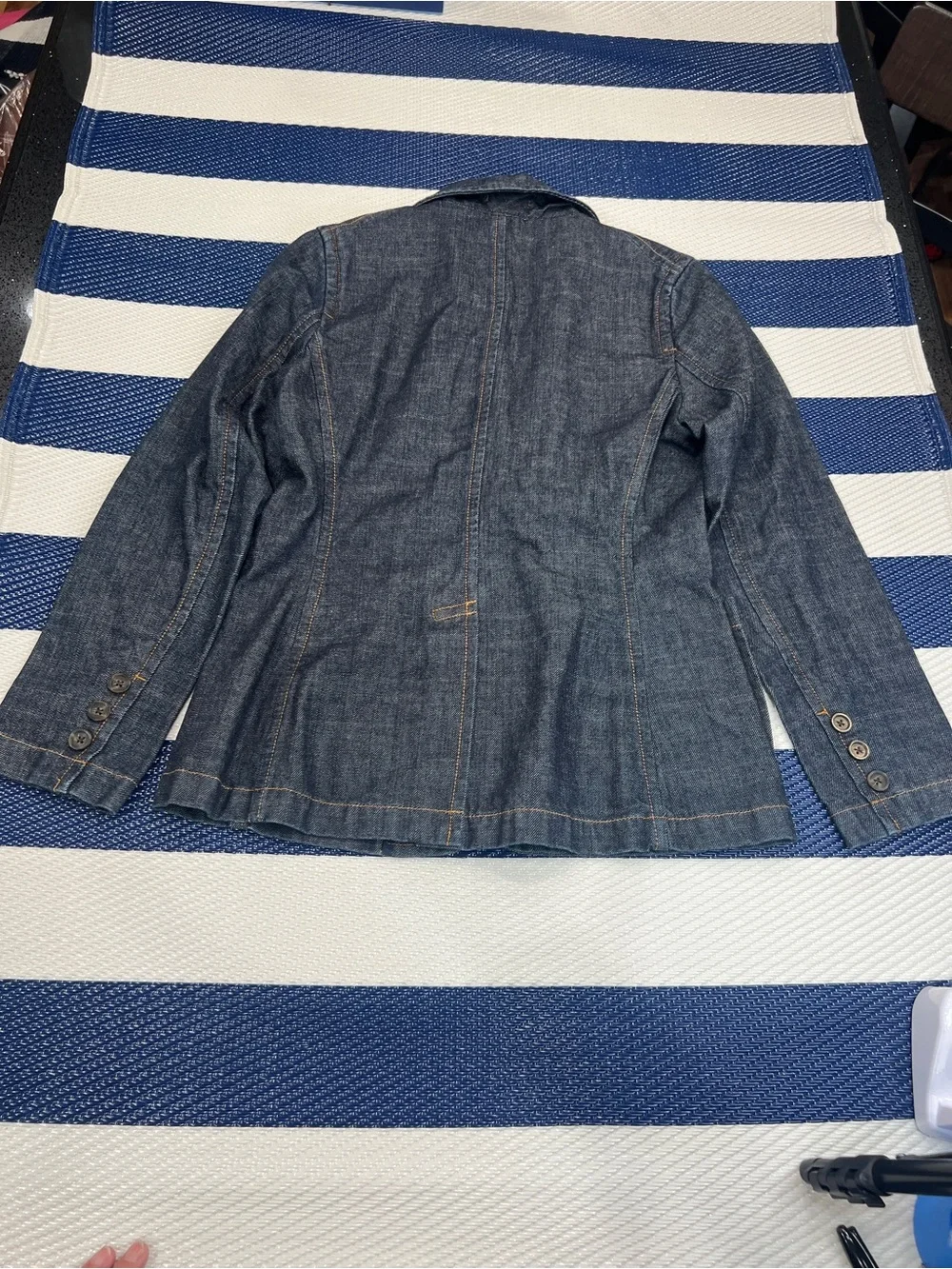 GAP Dark Wash Denim Blazer Jacket Women’s Structured Jean Jacket Sz 8 - Picture 2 of 11